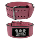 2 Prong Powerlifting Belt 10mm SuedeLeather 3WhiteLights