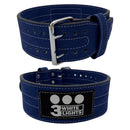 2 Prong Powerlifting Belt 10mm SuedeLeather 3WhiteLights