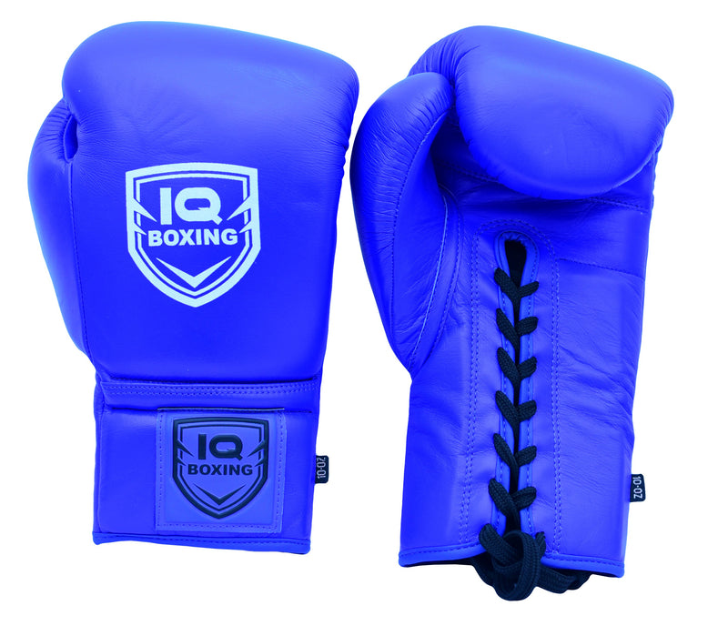 Boxhandschuhe aus Echtleder mit "multi layer padding" und Schnürung IQ Boxing